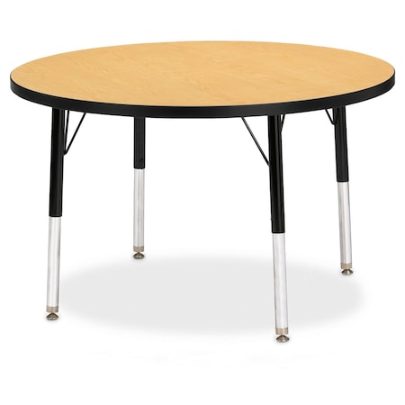 Jonti-Craft Berries Round Activity Table, 36 in. Diameter, E-height, Oak/Black/Black 6488JCE210
